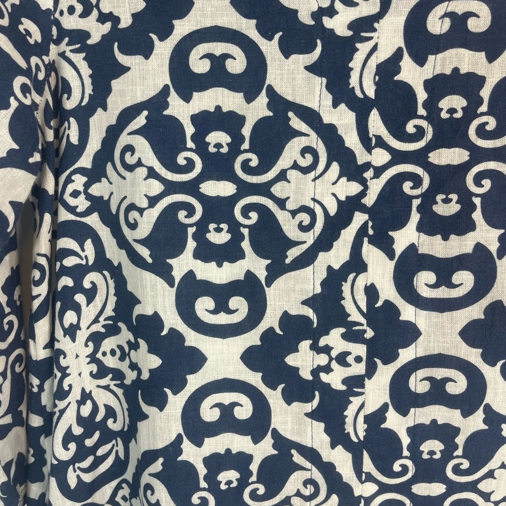Terzo Millennio Made in Italy Linen Cotton Dress Blue White Print Tunic Medium - Picture 5 of 6